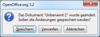 Warnung bei ungespeicherten Änderungen in OpenOffice